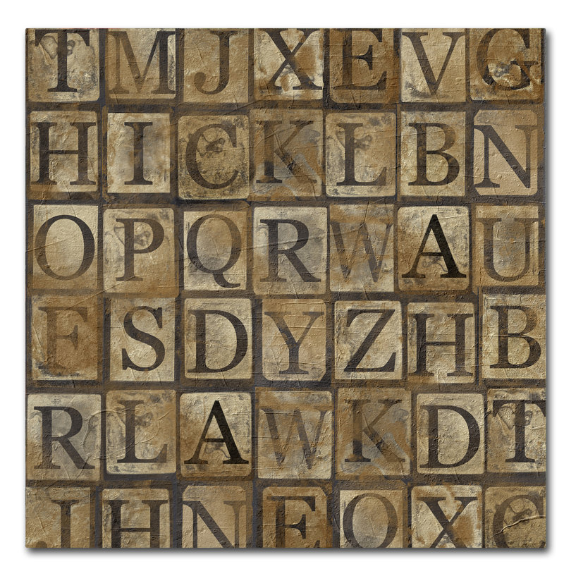 « grungy lettres large », art textuel sur toile tendue, H 24 po x l 24 po