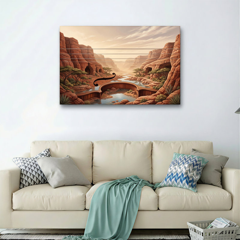 Ensemble de 1 tableau sur toile représentant un canyon désertique, 20"H x 30"W, Wrapped Canvas