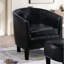 Fauteuil contemporain noir rembourré et assorti, ressort en S, sangle, quincaillerie, convient pour créer une nappe ouatée en fibres, mousse, ajoute un attrait visuel à la pièce