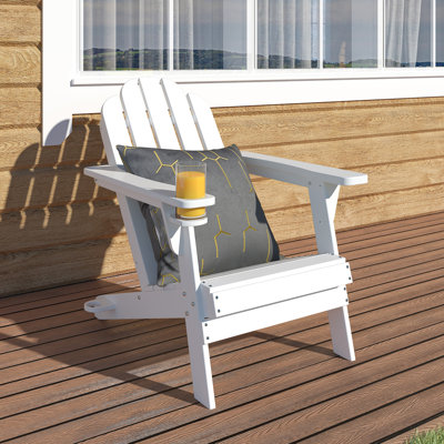 Niccolo HDPE Outdoor Adirondack Chair With 3.15in Cup Holder and 1.5in Umbrella Holder by Highland Dunes