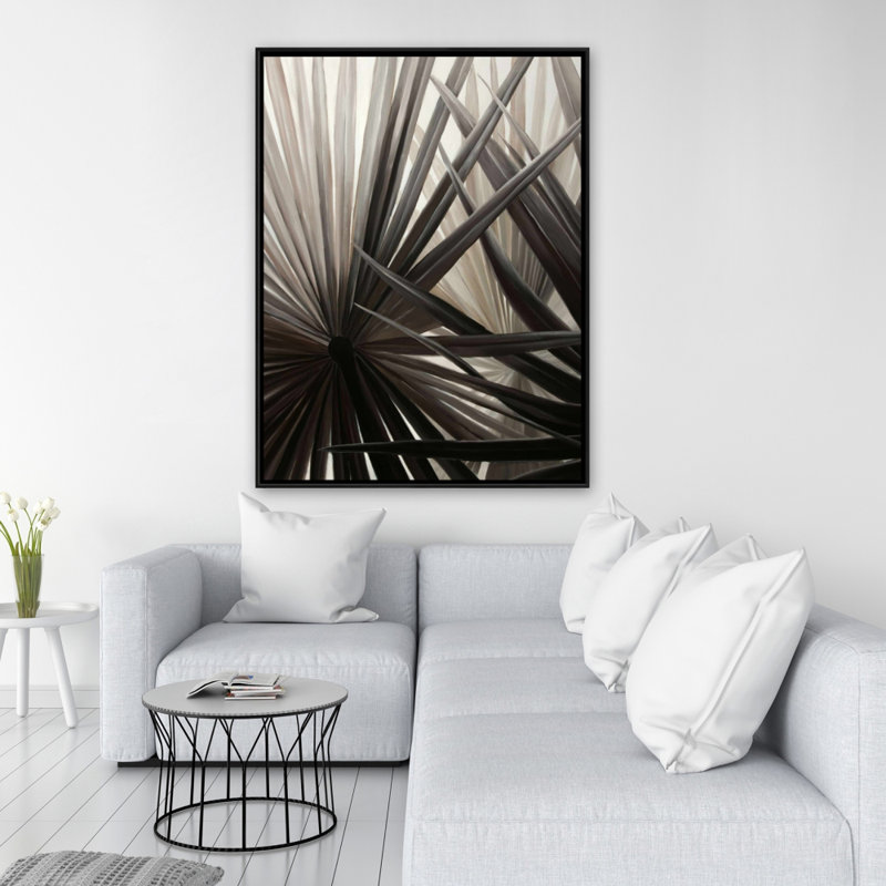 Grayscale Tropical Plants Print On Canvas