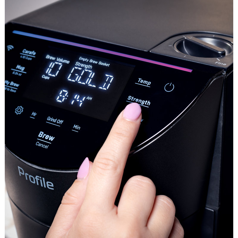 Smart Black Stainless Steel Programmable Coffee Maker with Grinder