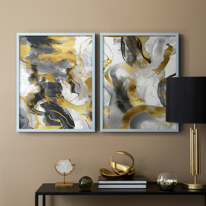 ABSTRACT Series cmxxxvi - reproduction encadrée de qualité supérieure - prête à être accrochée - aucun clou requis - aucun clou requis