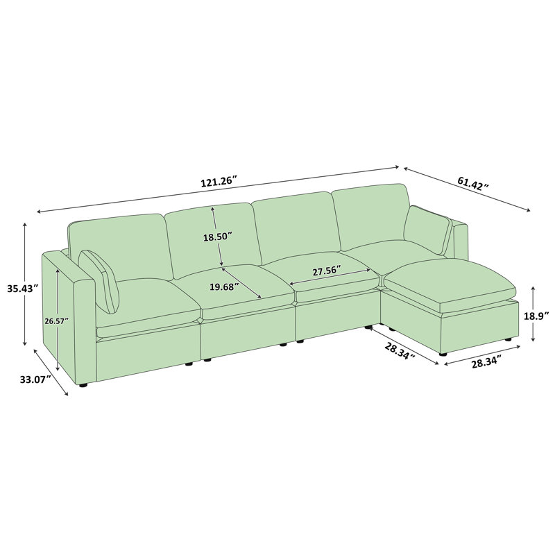 121.26" Modular Sectionals, Linen