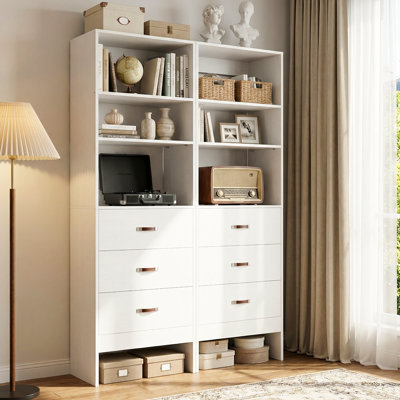 41"-107" Closet System With 6 Drawers And 8 Rods（Can Be Cut To Fit）