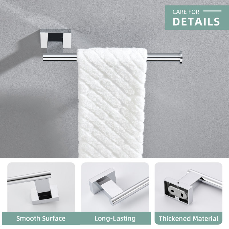 Porte-serviettes mural en acier inoxydable SUS304, Chrome chrome