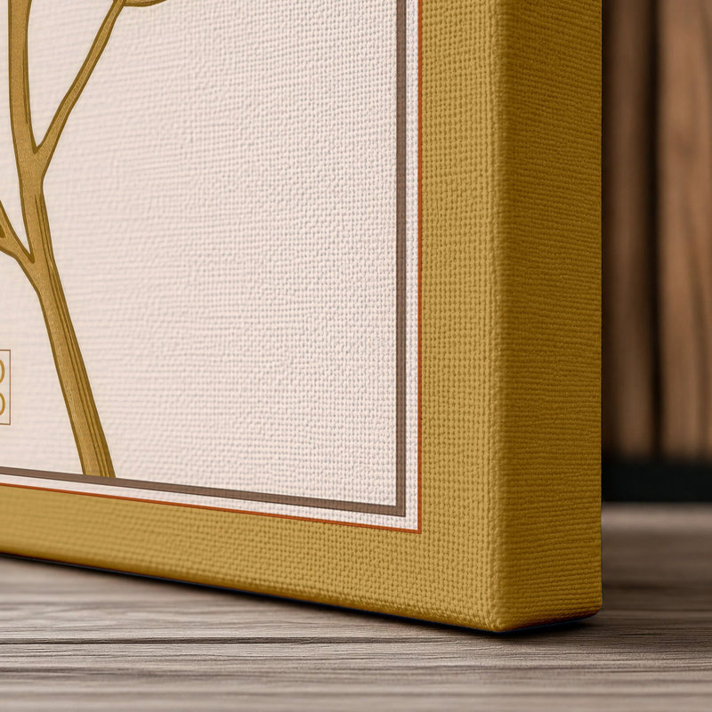 Single Bloom in Gold Botanical - Wrapped Canvas, 18x12 - 45.7 x 30.5 cm, Ochre Border