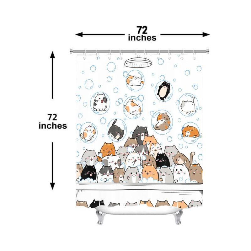 Rideau de douche Bubbly Cat Bubble Collage 72 x 72 po pour salle d'eau