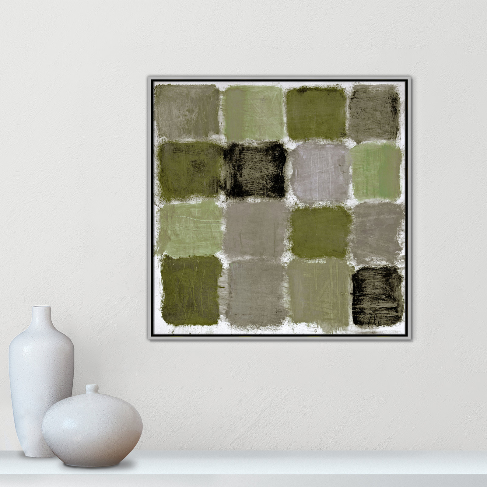 Coppola "Powder Room Green Reflections" Print, 31.5" H x 31.5" W, Silver