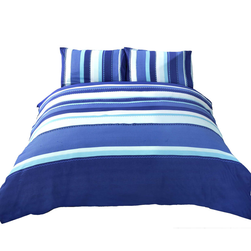 Striped Duvet Cover Set with Pillowcases Included, Single Duvet Cover + 1 Standard Pillowcase, Blue