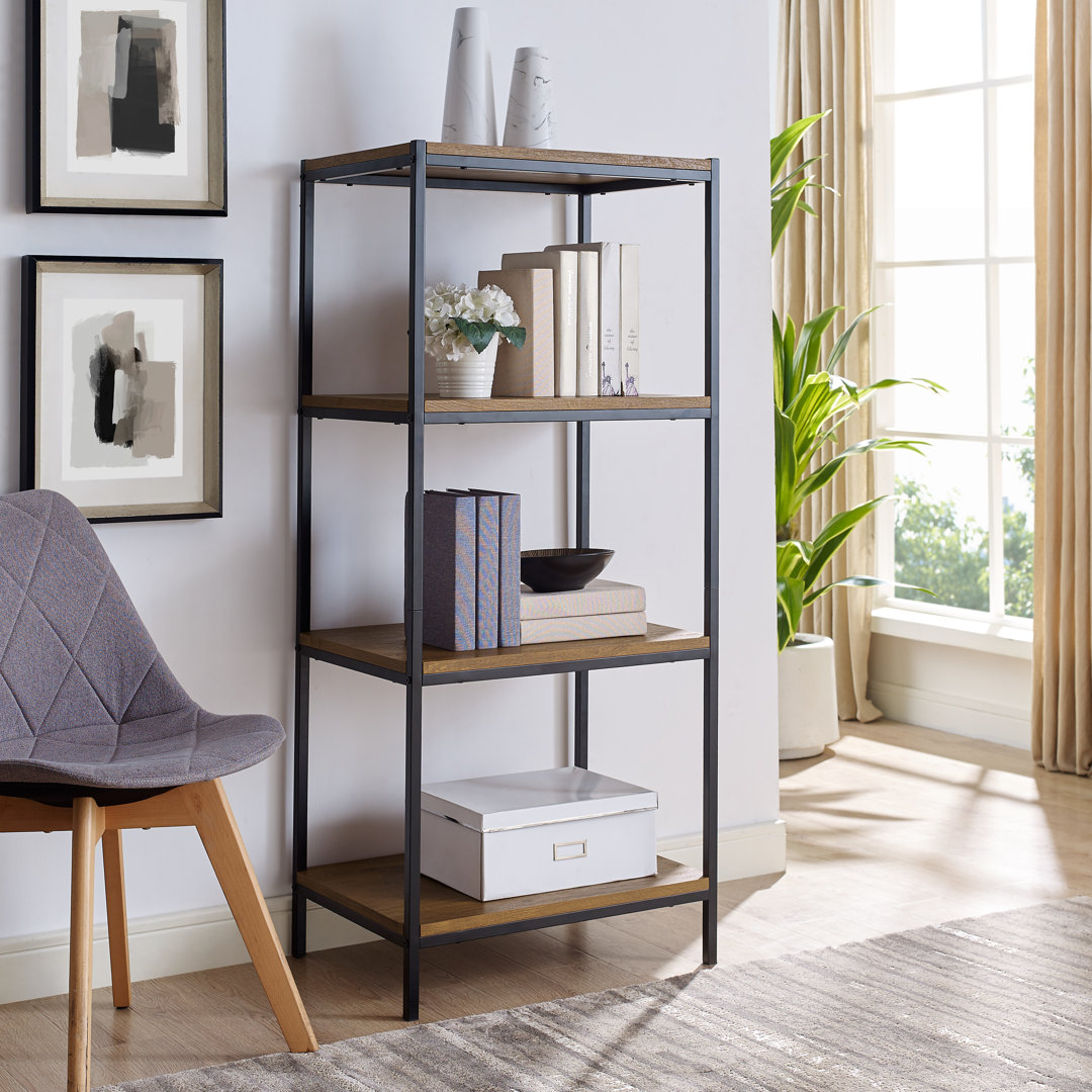 Harless Etagere Bookcase - 4-Tier Open Shelf, Industrial Storage Unit Union Rustic 