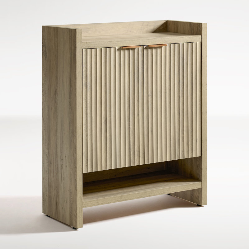 Nicolee 24 Pair Shoe Storage Cabinet, Sand Oak