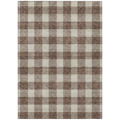 Tapis d'intérieur lavable à carreaux brun 3 pi x 5 pi