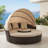 All-Weather Rattan Round Lounge Canopy Bed with Retractable Canopy & Lift Coffee Table – Navy Blue-129200418