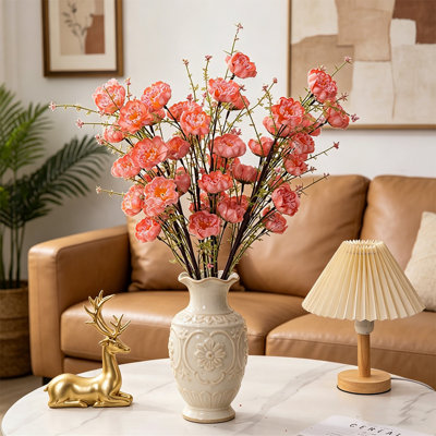 8pcs Artificial Fake Flowers Plants Decorative, 5 Forks Wedding Decoration Artificial Rhododendron Butterfly Flower (Set of 8)