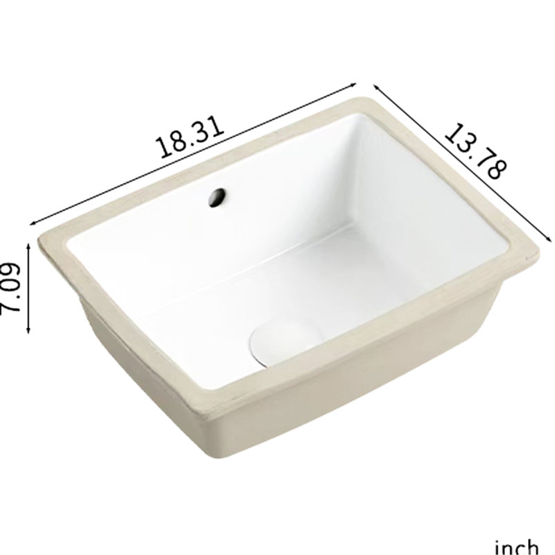 18X14 Inch Undermount White Ceramic Vessel Bathroom Sink, Built - In Overflow, Smooth Design For Indoor And Traditional Bathrooms Milk 6.89 Inches High, American Style Home Lavatories