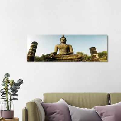 Low Angle View Of A Statue Of Buddha, Sukhothai Historical Park, Sukhothai, Thailand by Panoramic Images - Wrapped Canvas Panoramic Print