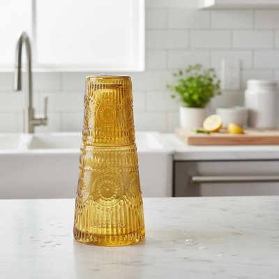 Ensemble de nuit carafe ambre rétro - 32,13 oz