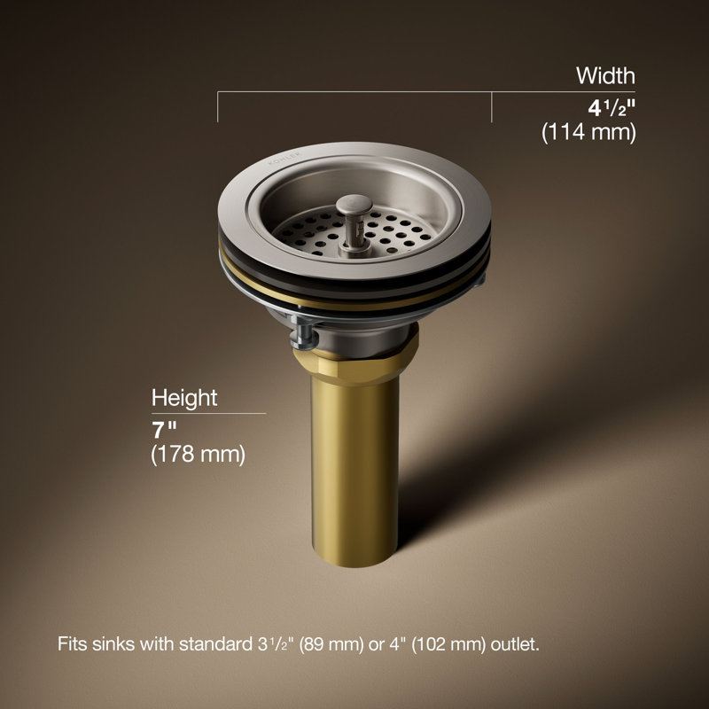 Duostrainer Drain d'évier et crépine avec cordier, Acier inoxydable vibrant