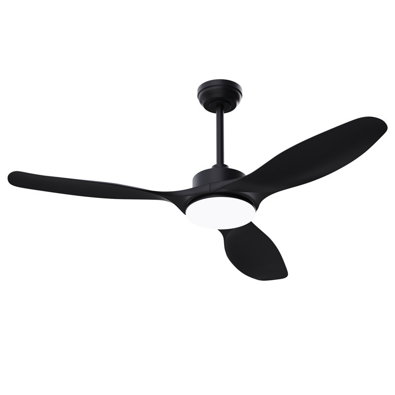 Ventilateur de plafond noir mat 52 pouces avec lumière, ventilateurs de plafond modernes avec lumières et télécommande, avec télécommande, moteur à courant continu réversible silencieux, intérieur extérieur.