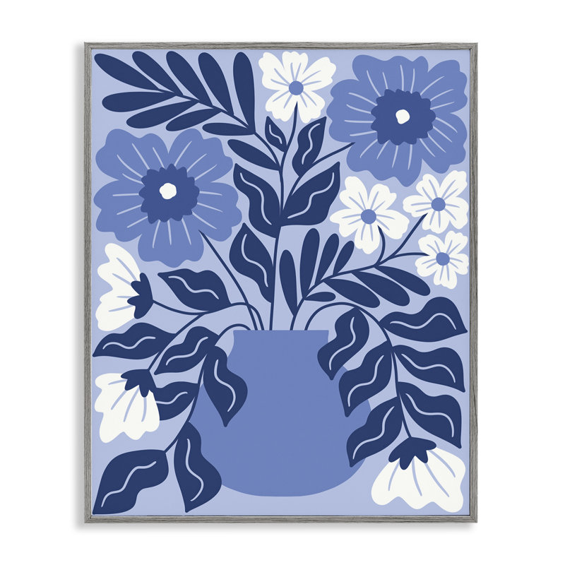 «Funky Blue Florals», art de la giclée encadrée par Taylor Shannon Designs, Estampe numérique Farmhouse, H 20 po x l 16 po