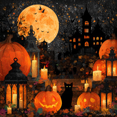 Moonlit Haunted Garden Wrapped Canvas Wall Art