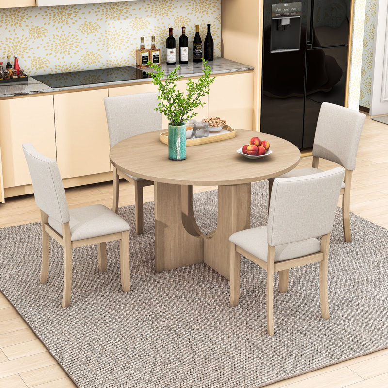 Table de salle à manger ronde avec 4 chaises rembourrées