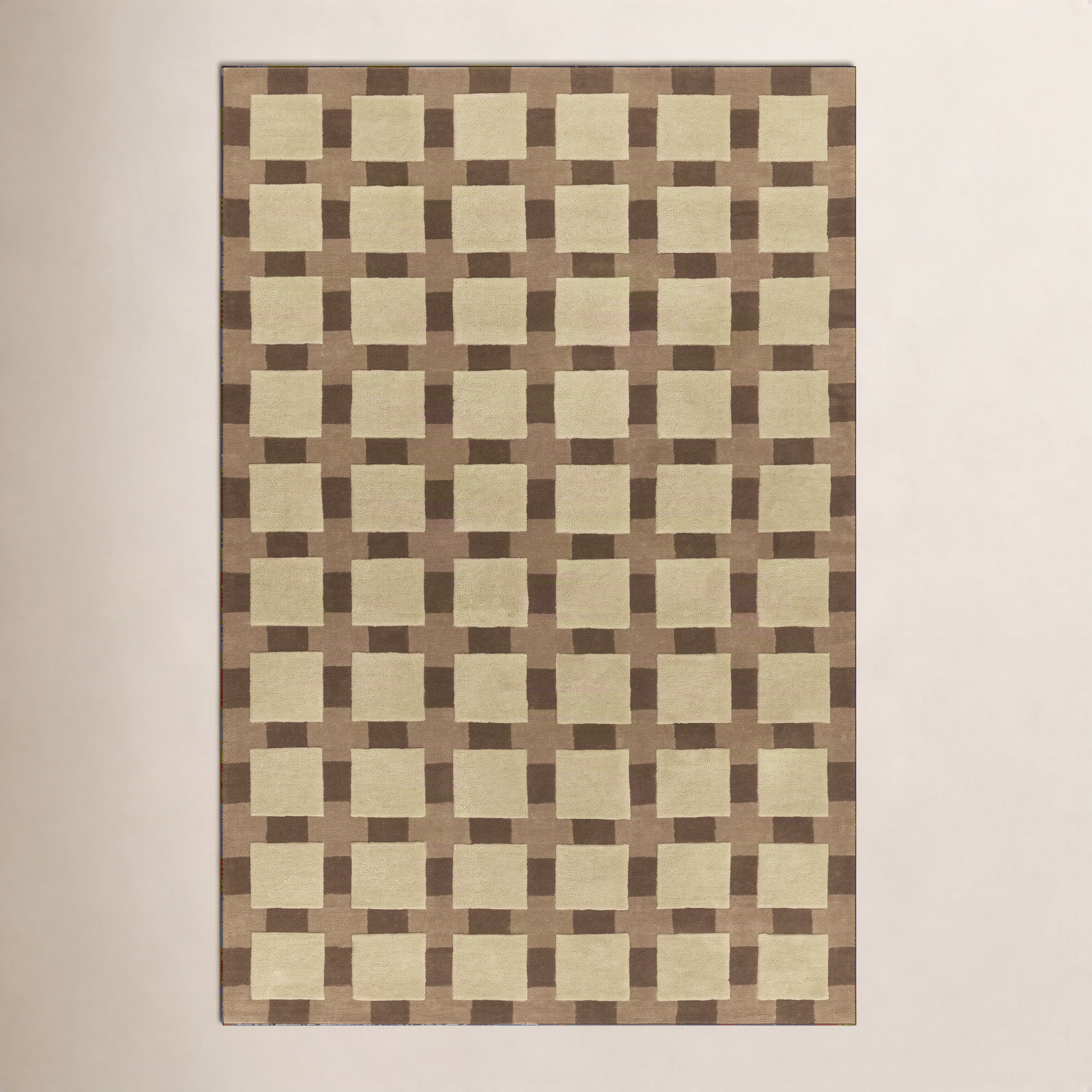 Bauhaus Hand-Tufted Geometric Rug, Beige, Rectangle 8' x 10'