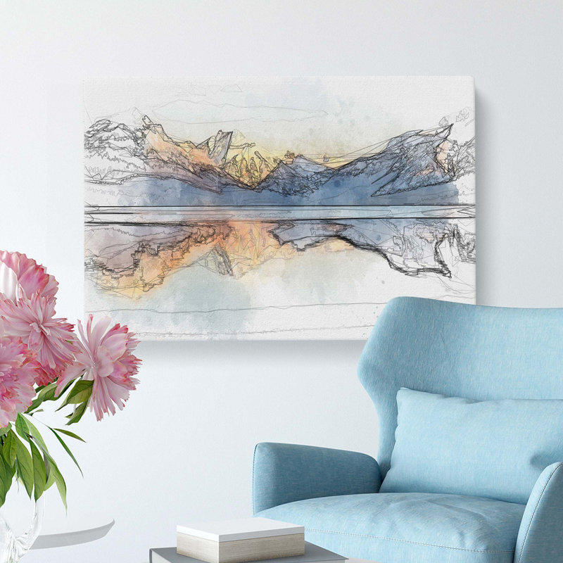 Sunlight over Lake McDonald in Abstract - Wrapped Canvas Drawing - Wrapped Canvas, 40cm H x 60cm W x 3cm D