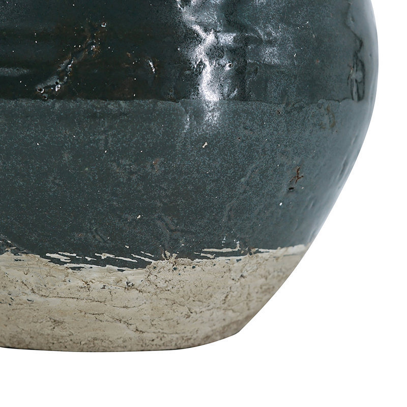 Pot rond en terre cuite - vert, H 9,4 po x l 9,8 po x P 9,8 po