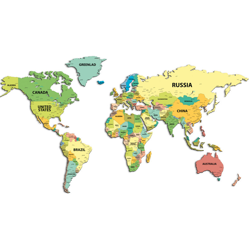 World Map - Political Map, 190 x 105 cm