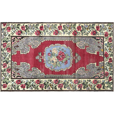 One-of-a-Kind 5'1" X 8'3" 1960s Wool Area Rug in