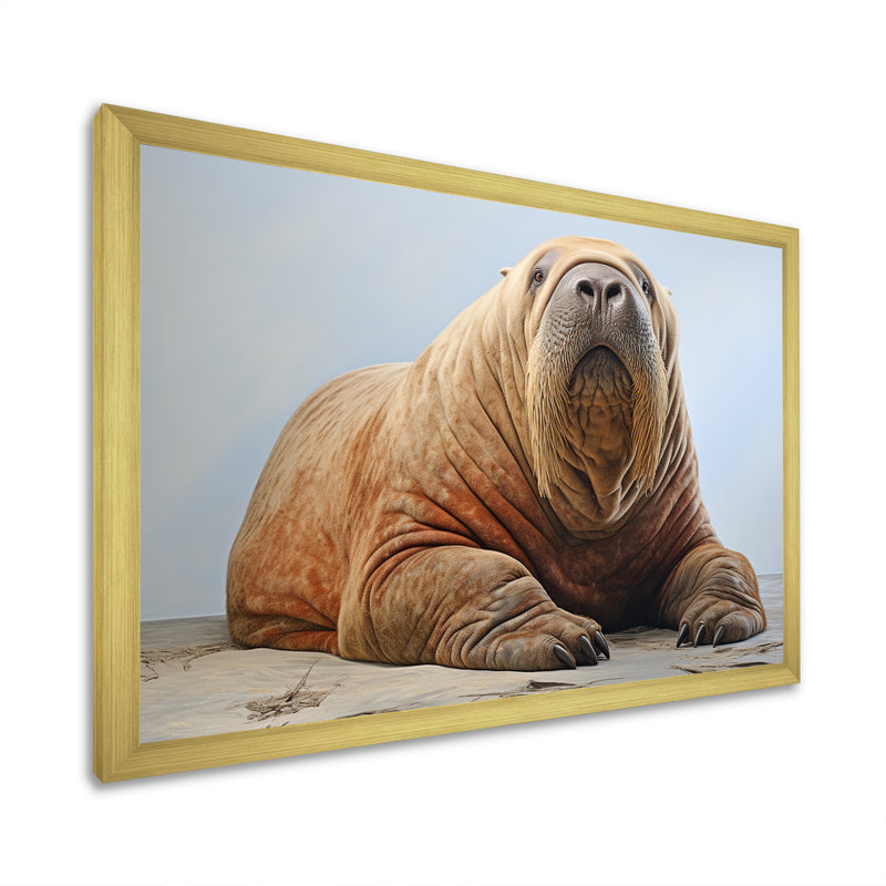 Habitation de morse paresseux sur toile, Cadre doré simple, H 30 po x l 40 po x P 1,5 po