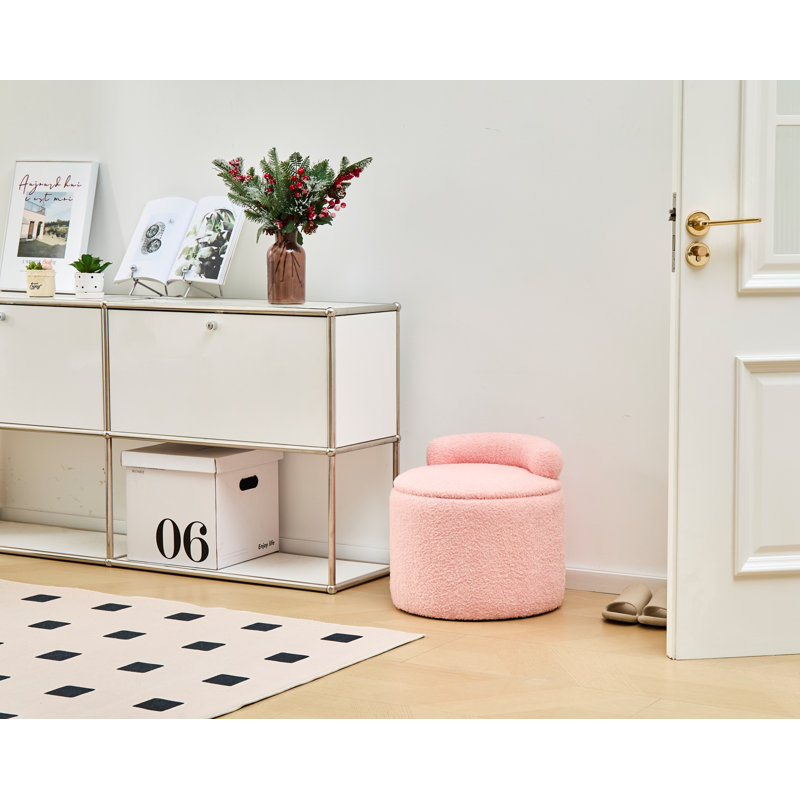 Upholstered Pouf, Pink