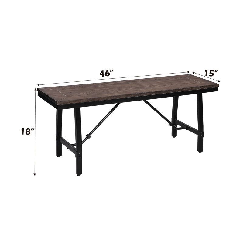 Banc avec pieds en métal et chêne - 25 lb, polyvalent et léger pour diverses pièces