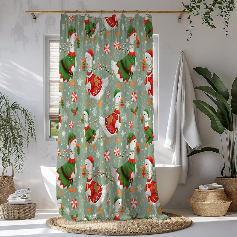 Tapis de douche et tapis de bain Cottage Core, Green Christmas