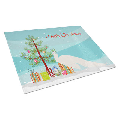 Planche à découper de noël paon de noël en verre trempé caroline de trésors