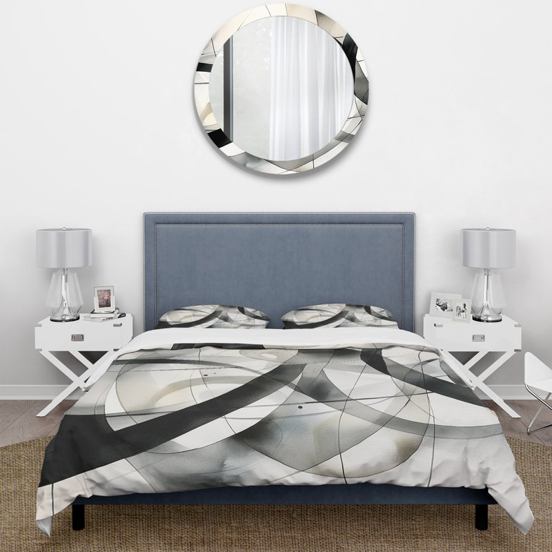 Abstract Neutral XV - Ensemble de housse de couette à motif géométrique abstrait