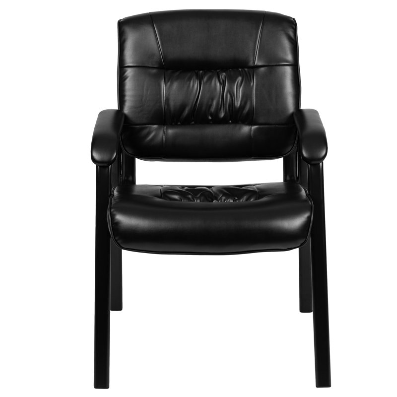 chaise d’invité en cuir  Danisha, Noir