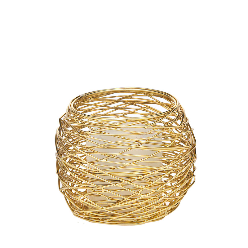 Votive en acier inoxydable rond nest, Or, H 4,5 po x l 5 po x P 5 po