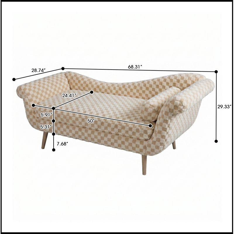 Banc avec accoudoirs élégants à volutes et pieds robustes, Sable