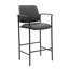 Chaise de comptoir avec siège et dossier en vinyle noir, base carrée en métal