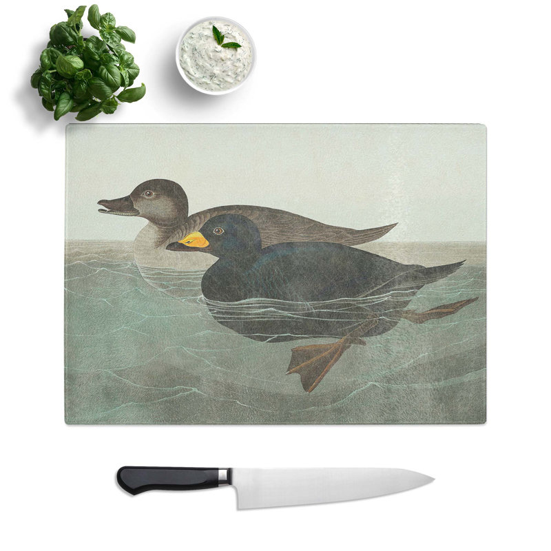 Tempered Glass American Scooter Duck Chopping Board, 39 cm W x 28.5 cm L