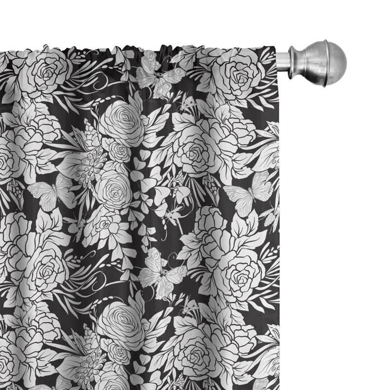 Floral Semi-Sheer Rod Pocket Curtain Panels, 28" x 84"
