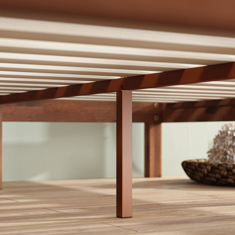 Lit plateforme à profil bas en bois massif Sawiris, Double, Brun foncé espresso