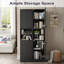 Armoire de salle de bain 67 po avec 2 portes, armoire de plancher autoportante étroite, unité de rangement mince avec tablettes réglables pour la salle de bain, le salon, le vestibule, la cuisine, noir-1574226156