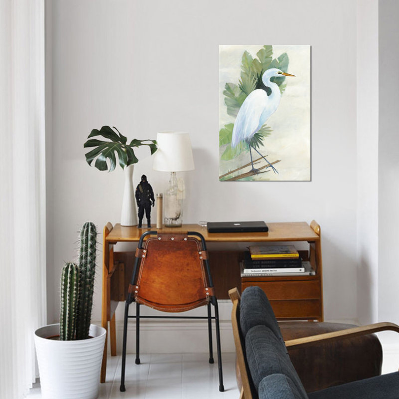 «Debout Egret I», reproduction d'art sur toile, H 12 po x l 8 po x P 0,75 po, Toile tendue, Pas de tapis