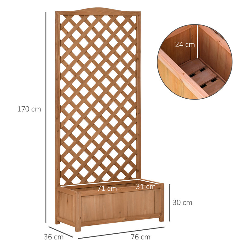 Adyline Wooden Planter with Trellis for Garden 76 x 36 x 170 cm Brown