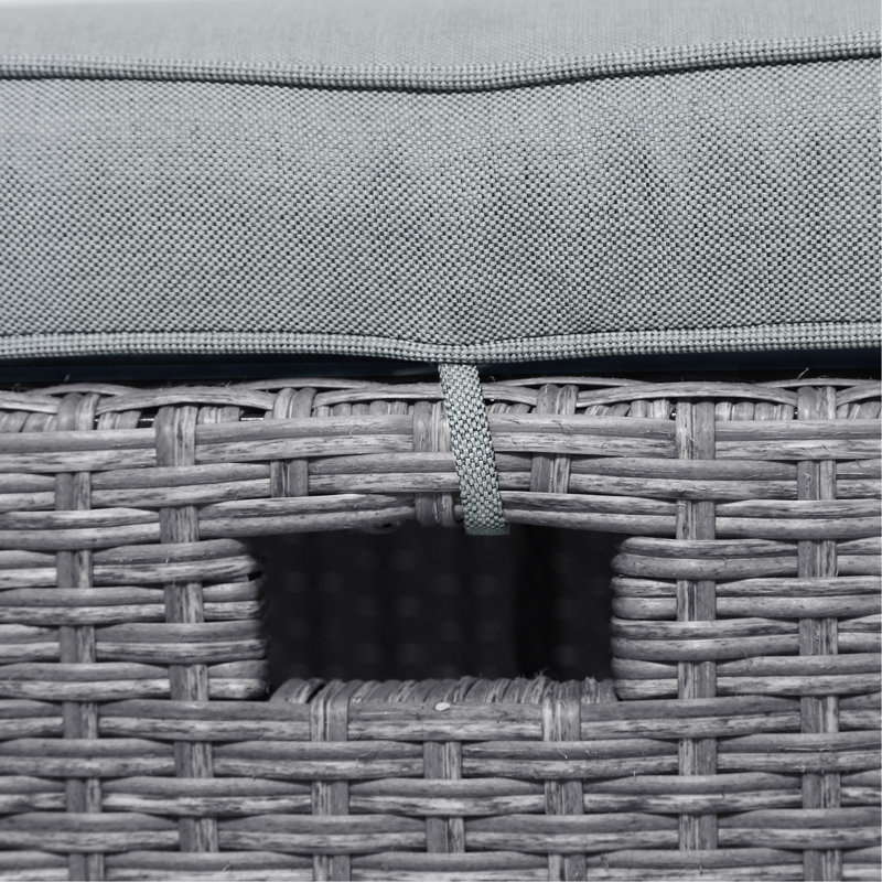 Ensemble de 6 chaises d'extérieur en osier de rotin pour patio, chaise, tabourets et table, Gris, Gris