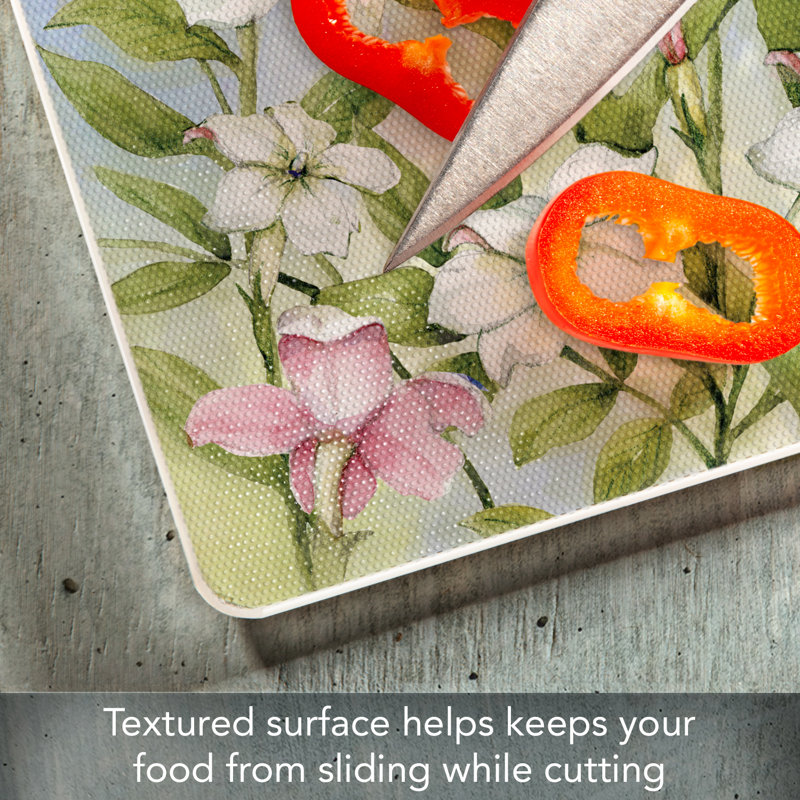 Dragonfly Hydrangea Tempered Glass Cutting Board 15" x 12"